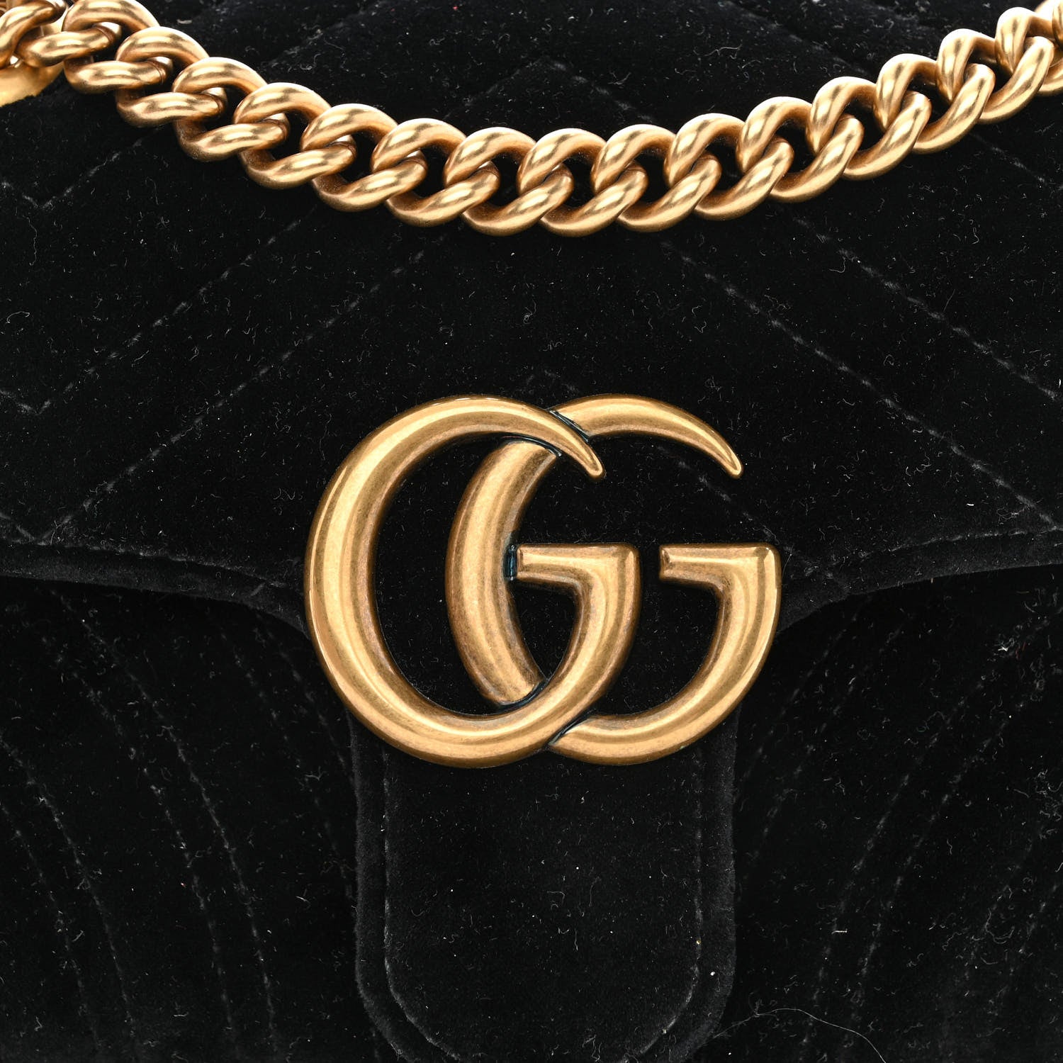 Gucci Velvet Matelasse Mini GG Marmont Shoulder Bag Black 7 of 9