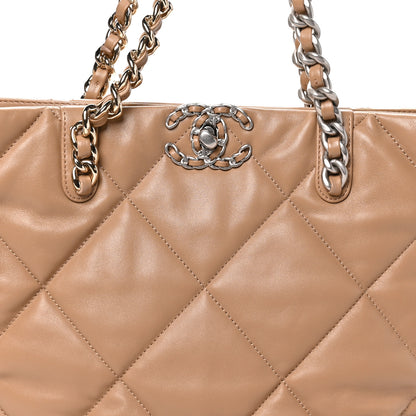 Chanel Lambskin Quilted Chanel 19 Shopping Bag Beige 8 of 10