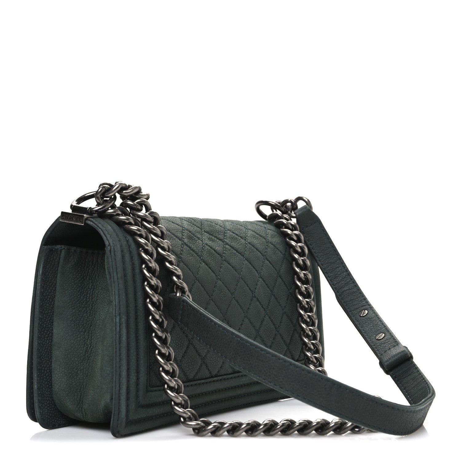 Chanel Iridescent Caviar Quilted Medium Boy Flap Dark Green 3 of 10