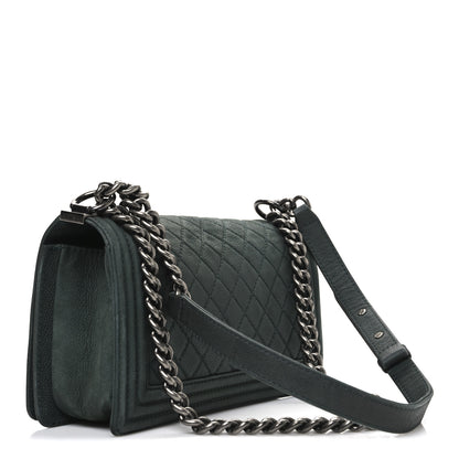Chanel Iridescent Caviar Quilted Medium Boy Flap Dark Green 3 of 10