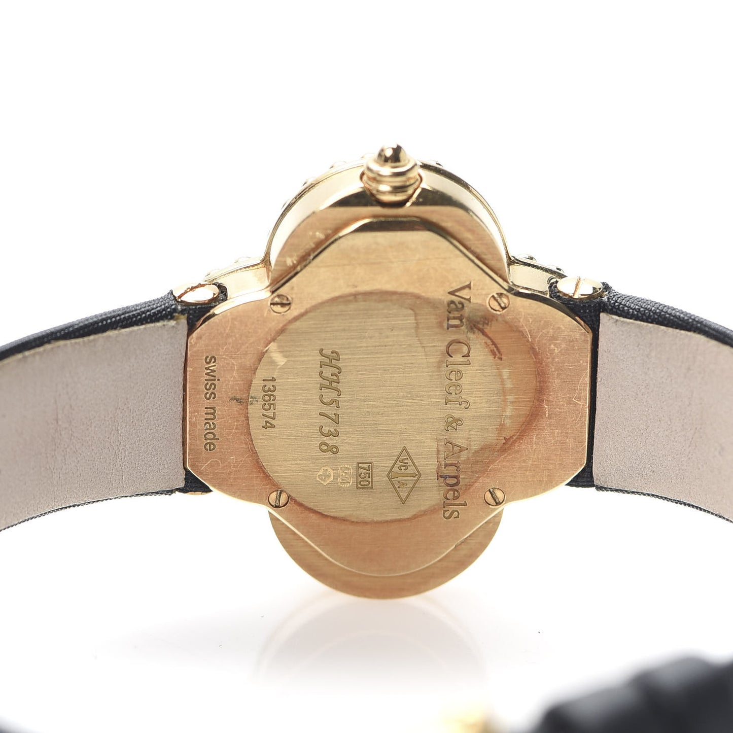 18K Yellow Gold Satin Onyx 26mm Alhambra Quartz Watch