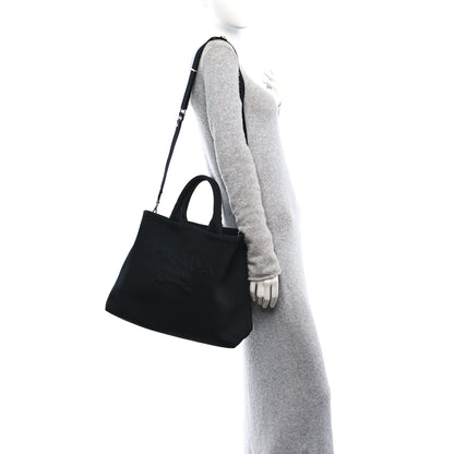 Prada Canvas Embroidered Drill Tote Black 2 of 10