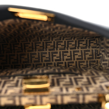 Fendi Vitello Seta Suede FF Mini Peekaboo Iconic Satchel Midnight Miel 6 of 14