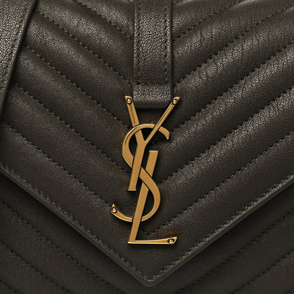 Saint Laurent Sheepskin Matelasse Chevron Monogram Medium College Bag Light Musk 8 of 10