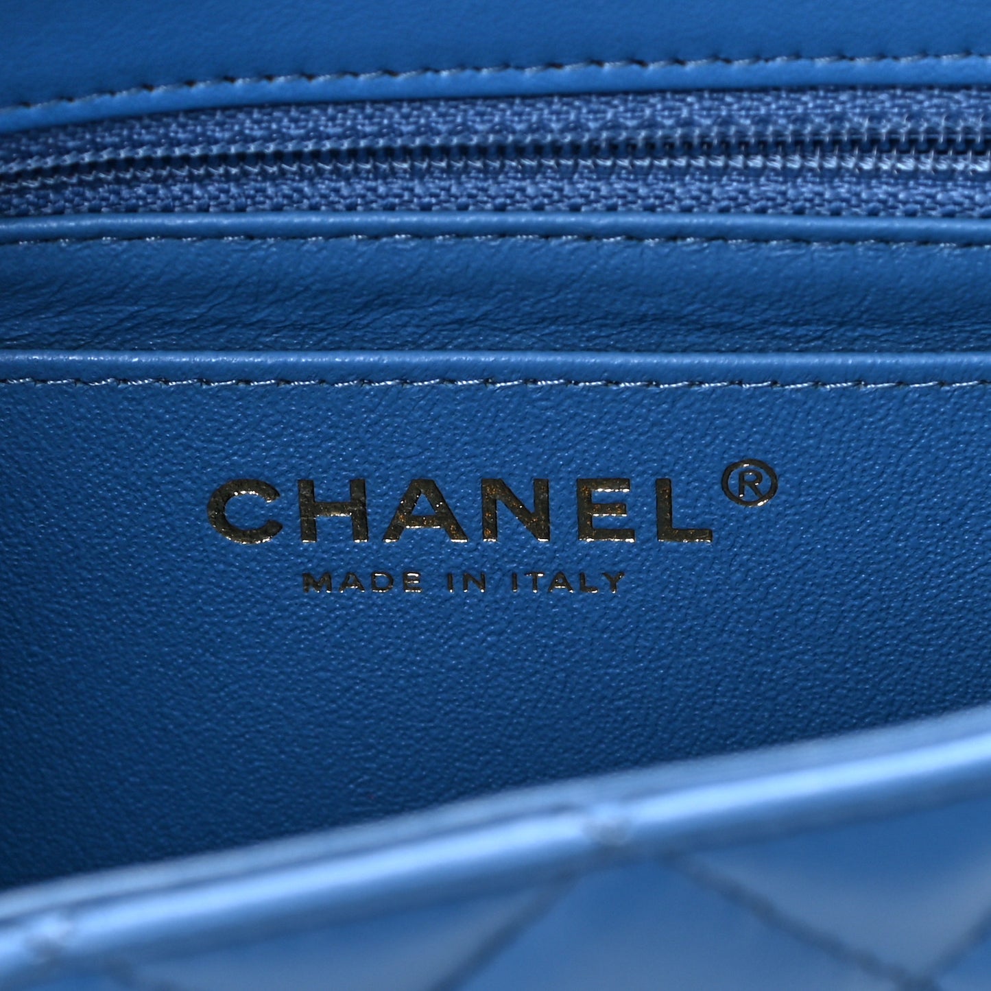 Lambskin Quilted Mini Rectangular Flap Blue