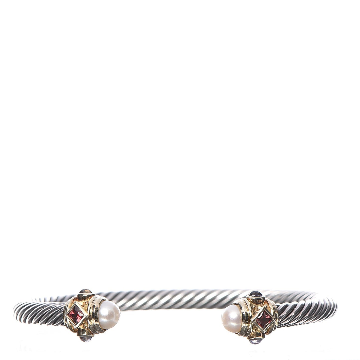 Sterling Silver 14K Gold Pearl 5mm Cable Renaissance Bracelet