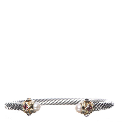 David Yurman Sterling Silver 14K Gold Pearl 5mm Cable Renaissance Bracelet 1 of 6