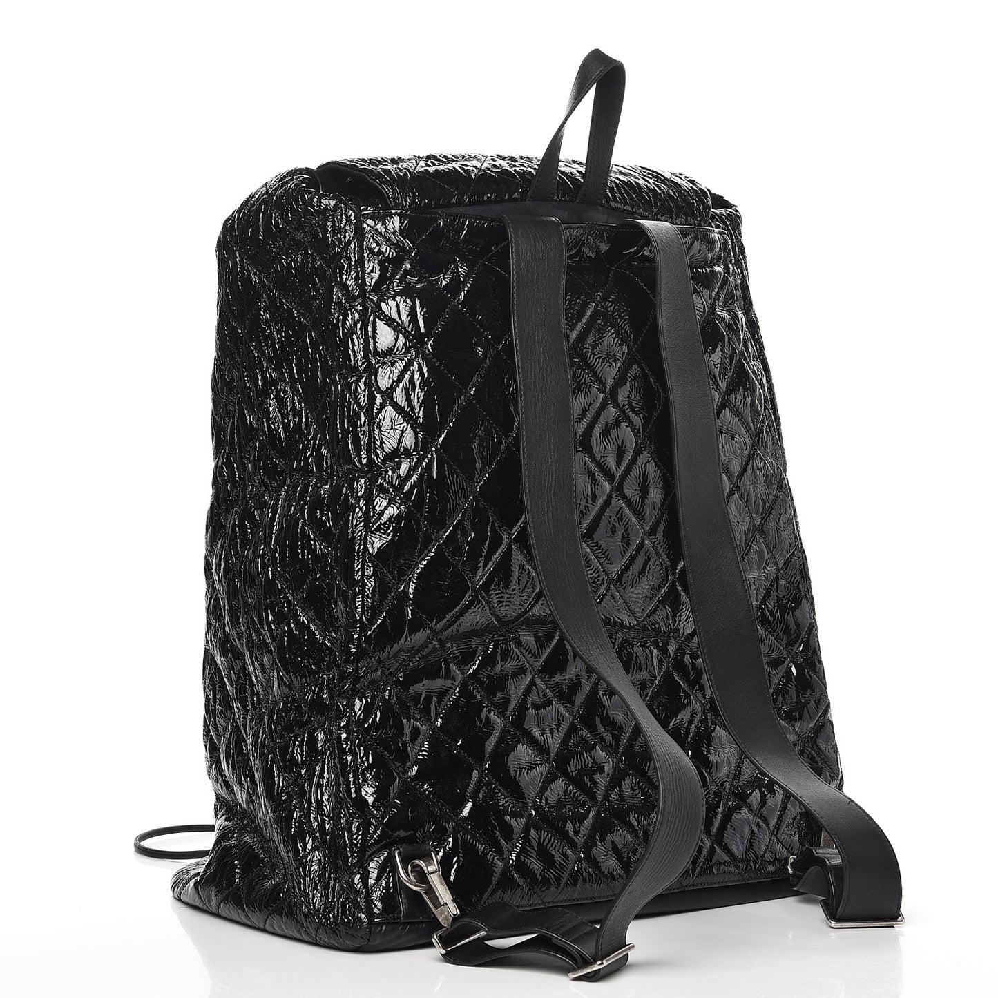 Distressed Patent Quilted Grocery By Shopping Trolley Black