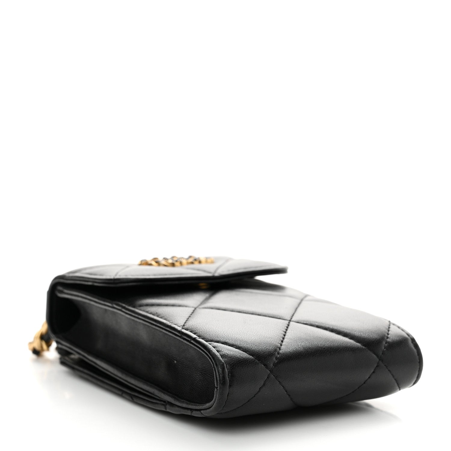 Chanel Lambskin Quilted Chanel 19 Phone Holder With Chain Black 4 of 12