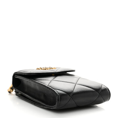 Chanel Lambskin Quilted Chanel 19 Phone Holder With Chain Black 4 of 12