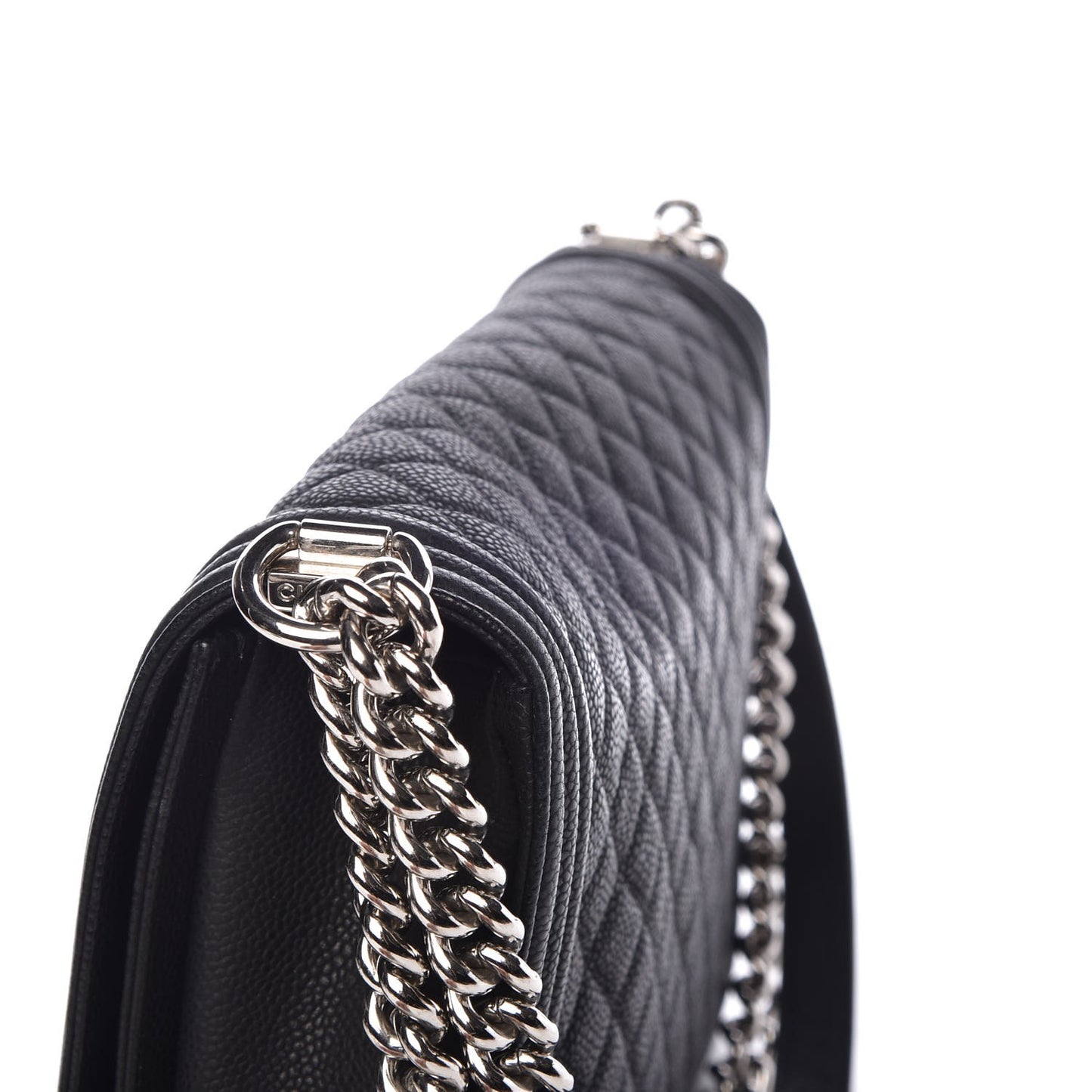 Caviar Quilted Large Boy Flap Black