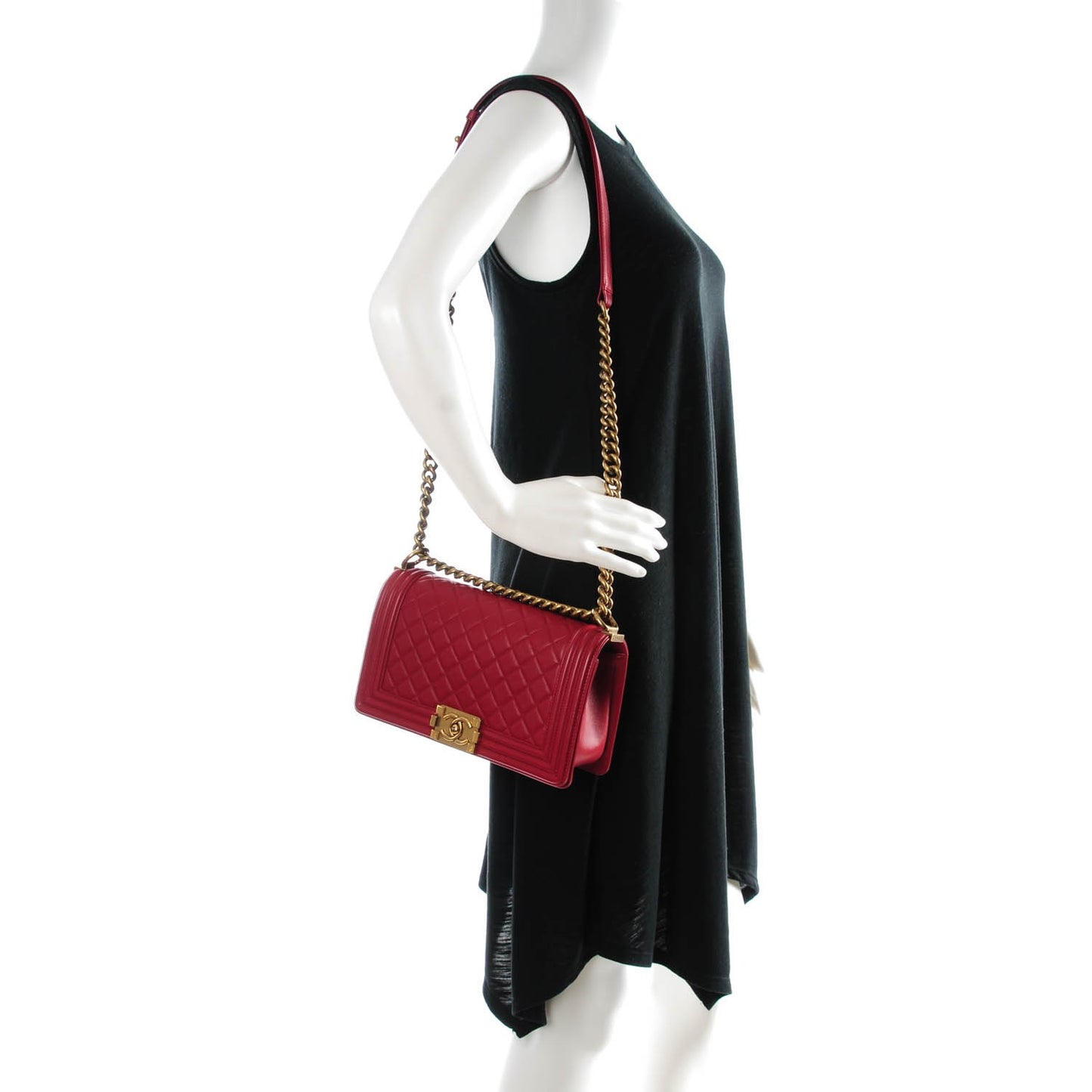 Lambskin Quilted Medium Boy Flap Red