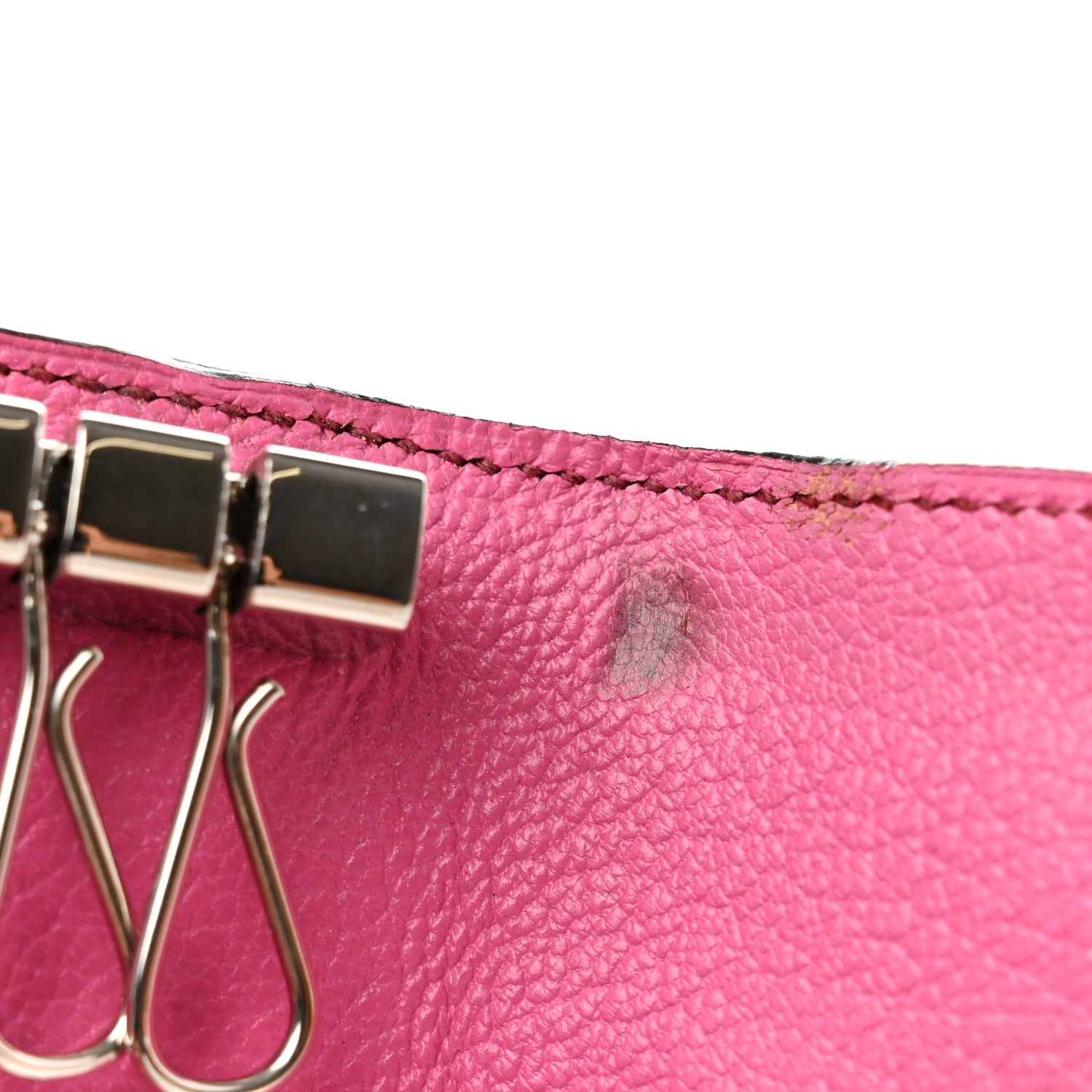 Hermes Ostrich Bearn Multicles 4 Key Holder Fuchsia 6 of 8