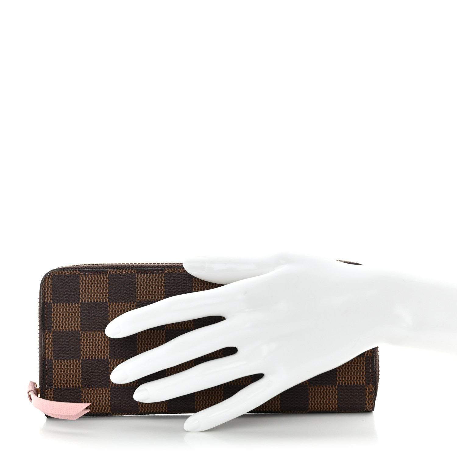 Louis Vuitton Damier Ebene Clemence Wallet Rose Ballerine 2 of 8
