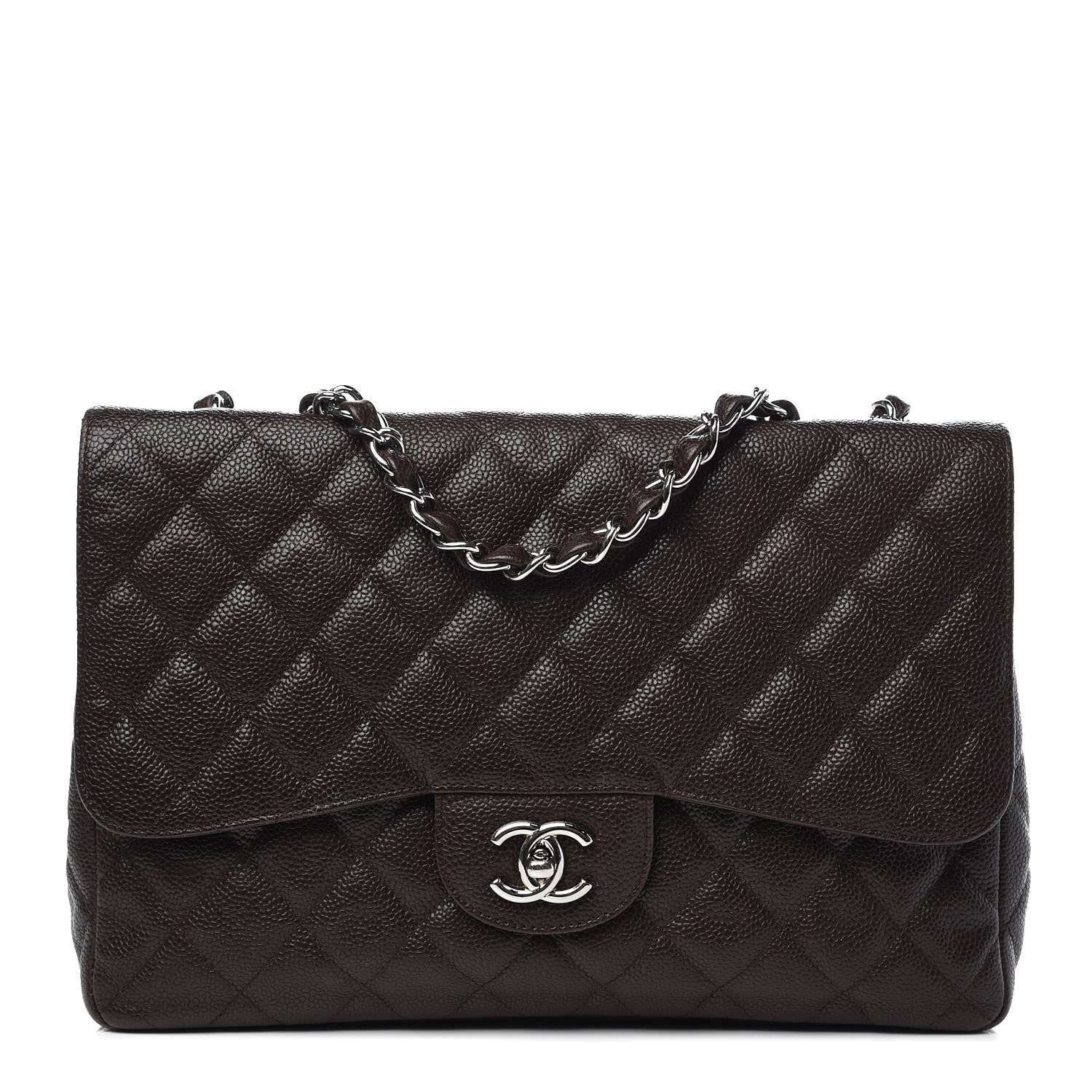 Chanel Caviar Quilted Jumbo Single Flap Dark Brown 1 of 13