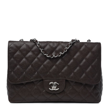 Chanel Caviar Quilted Jumbo Single Flap Dark Brown 1 of 13