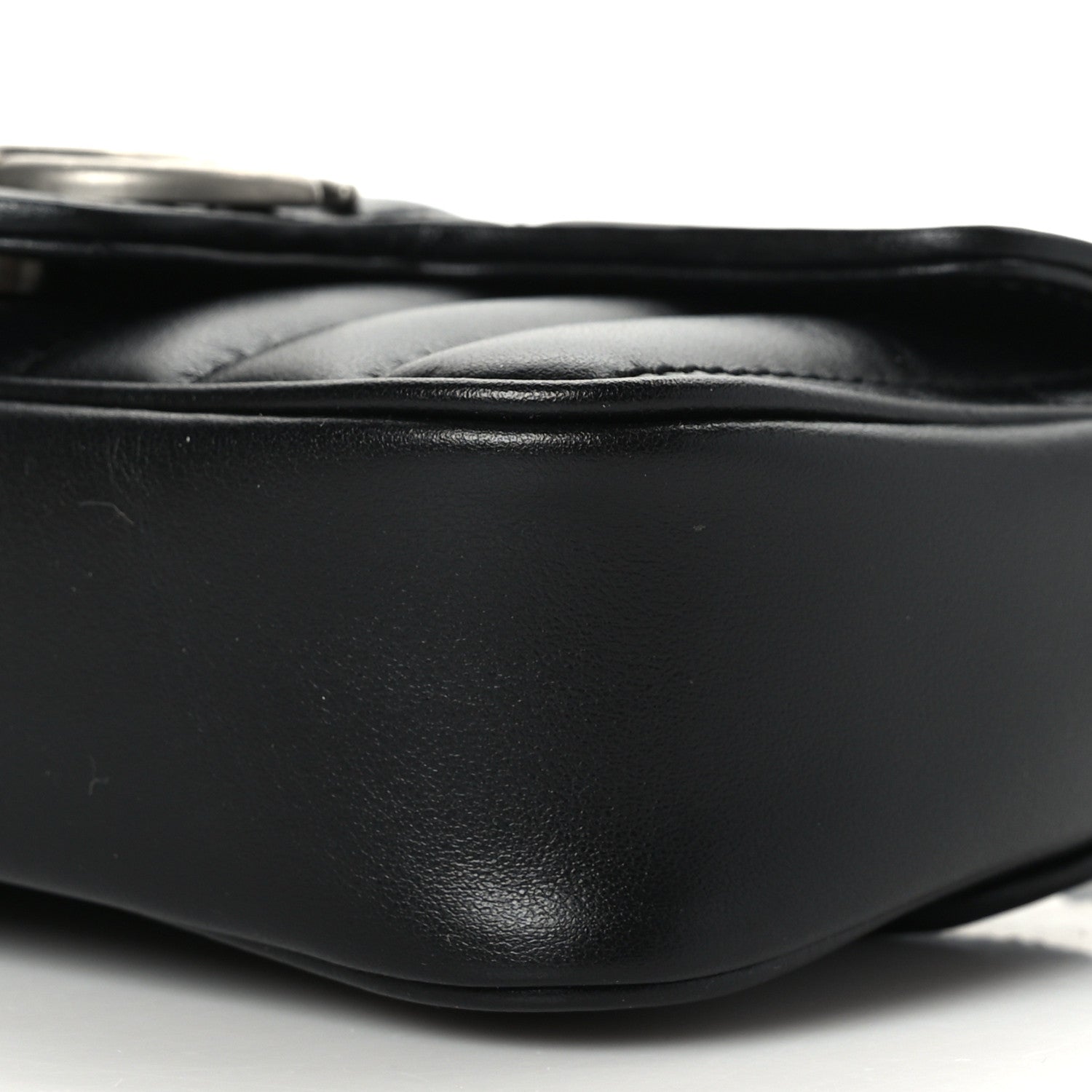 Gucci Calfskin Matelasse Aria Super Mini GG Marmont Shoulder Bag Black 9 of 9