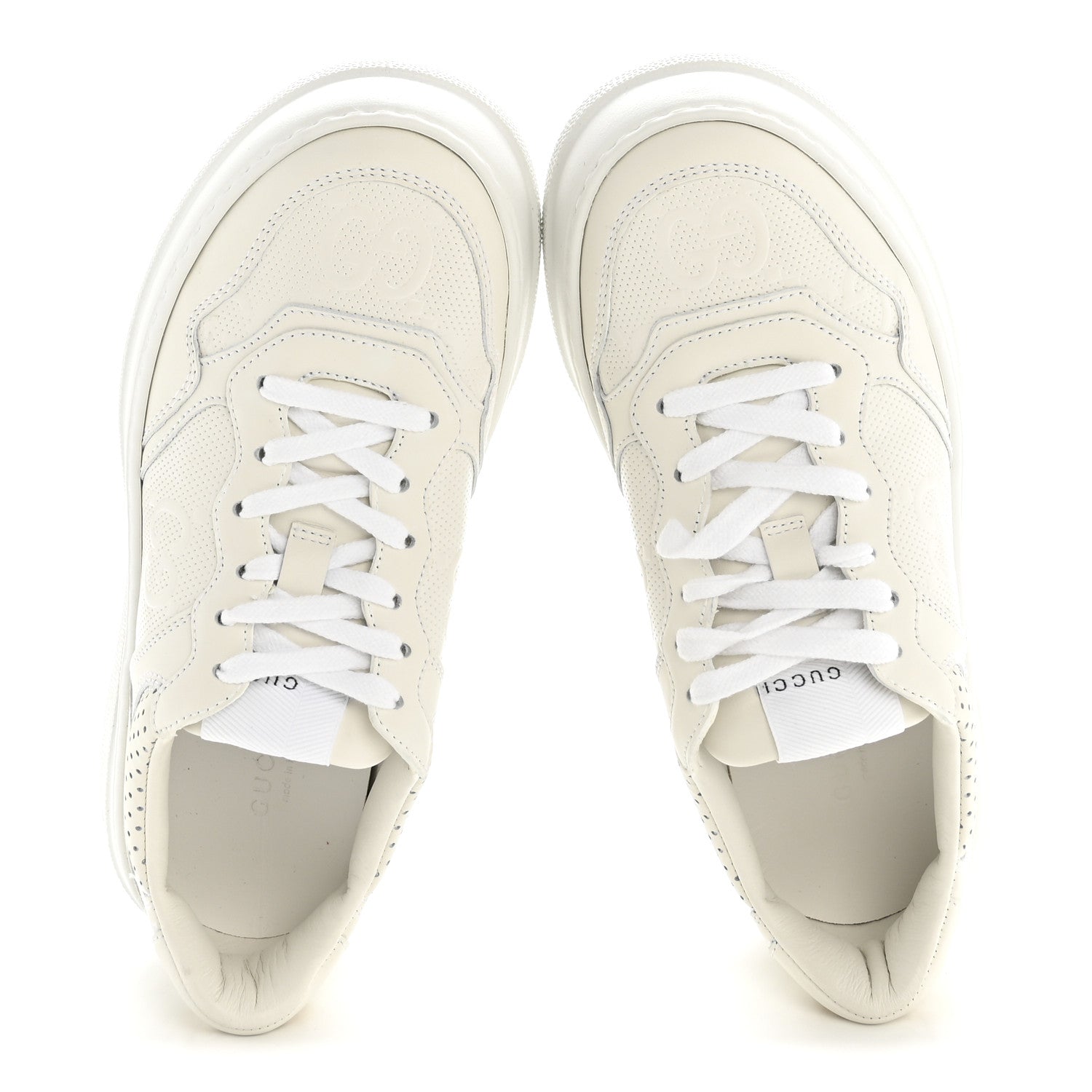 Gucci Calfskin GG Tennis Embossed Perforated Womens Platform 55mm Sneakers 37 Great White 2 of 11