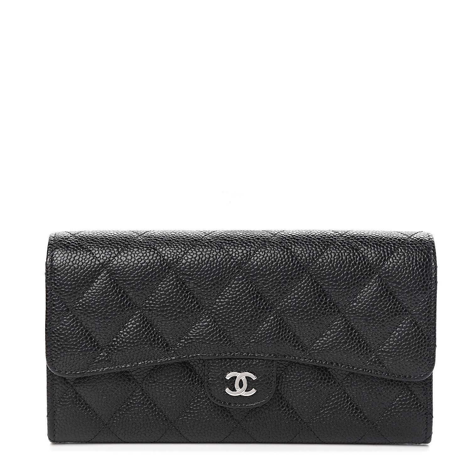 Chanel Caviar Quilted Large Gusset Flap Wallet Black 1 of 7