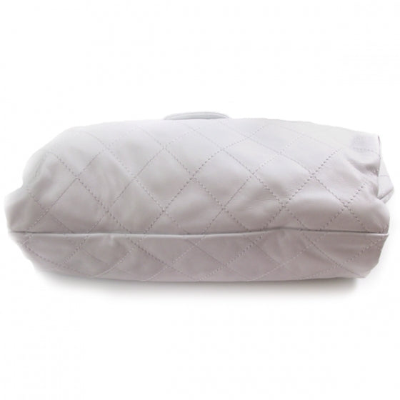 Leather Quilted Flap Hobo White