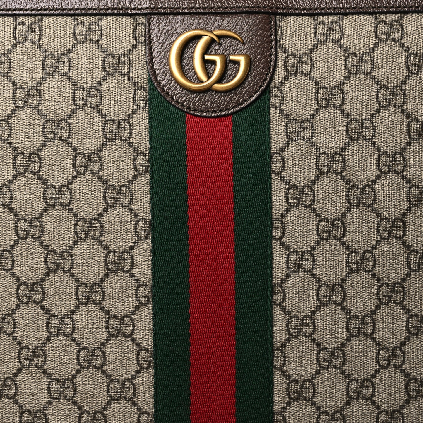 GG Supreme Monogram Web Medium Savoy Trolley Beige Ebony