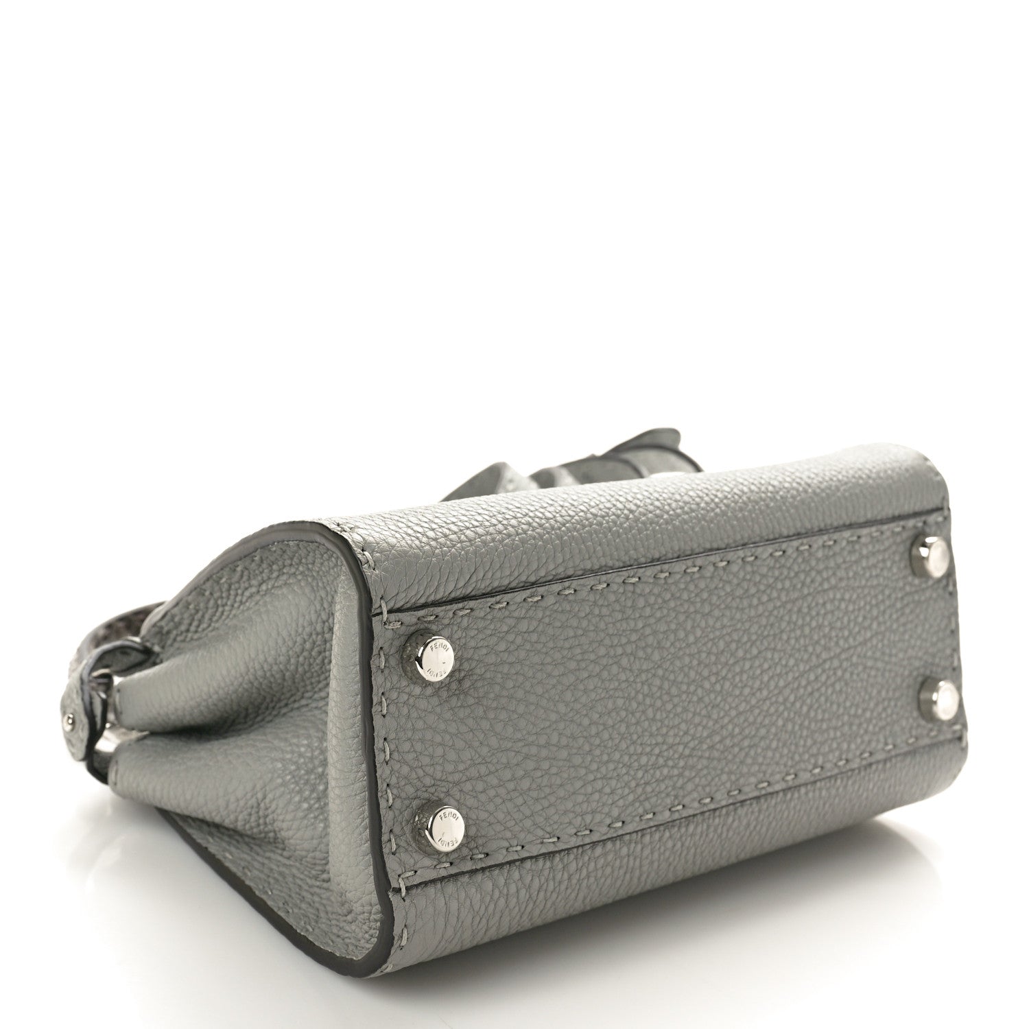 Fendi Cuoio Romano Snakeskin Selleria Mini Peekaboo Iconic Satchel Asfalto 4 of 10
