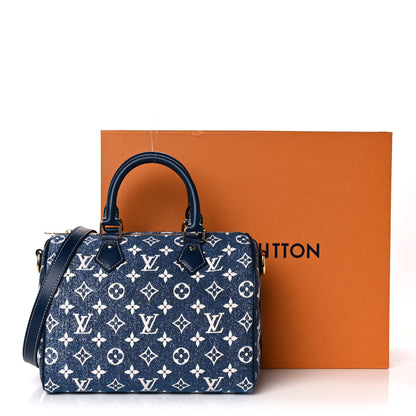 Louis Vuitton Monogram Jacquard Denim Speedy Bandouliere 25 Bleu 12 of 12