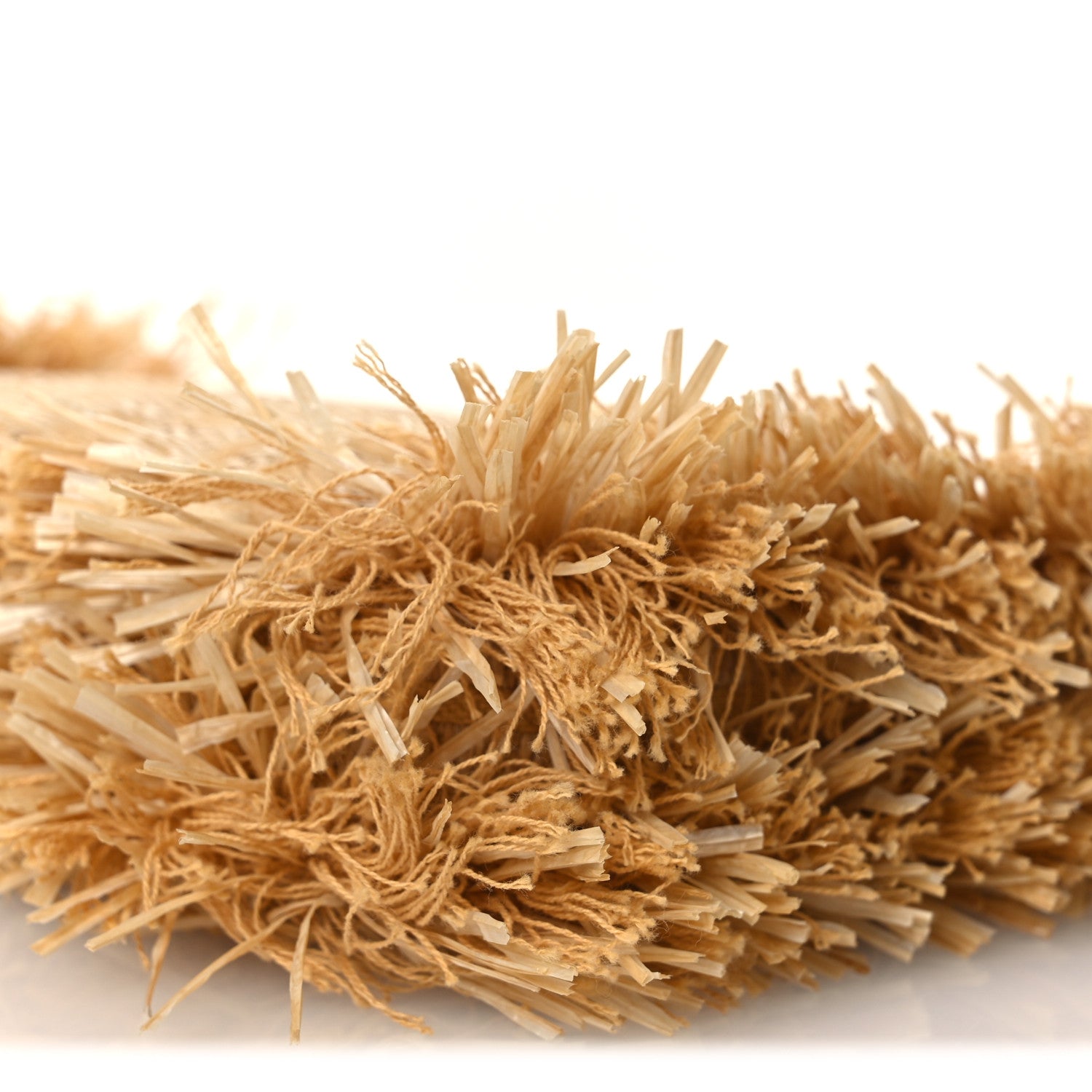 Fendi Raffia Fringe FF Embroidered Baguette Pouch Natural Dark Honey 10 of 11