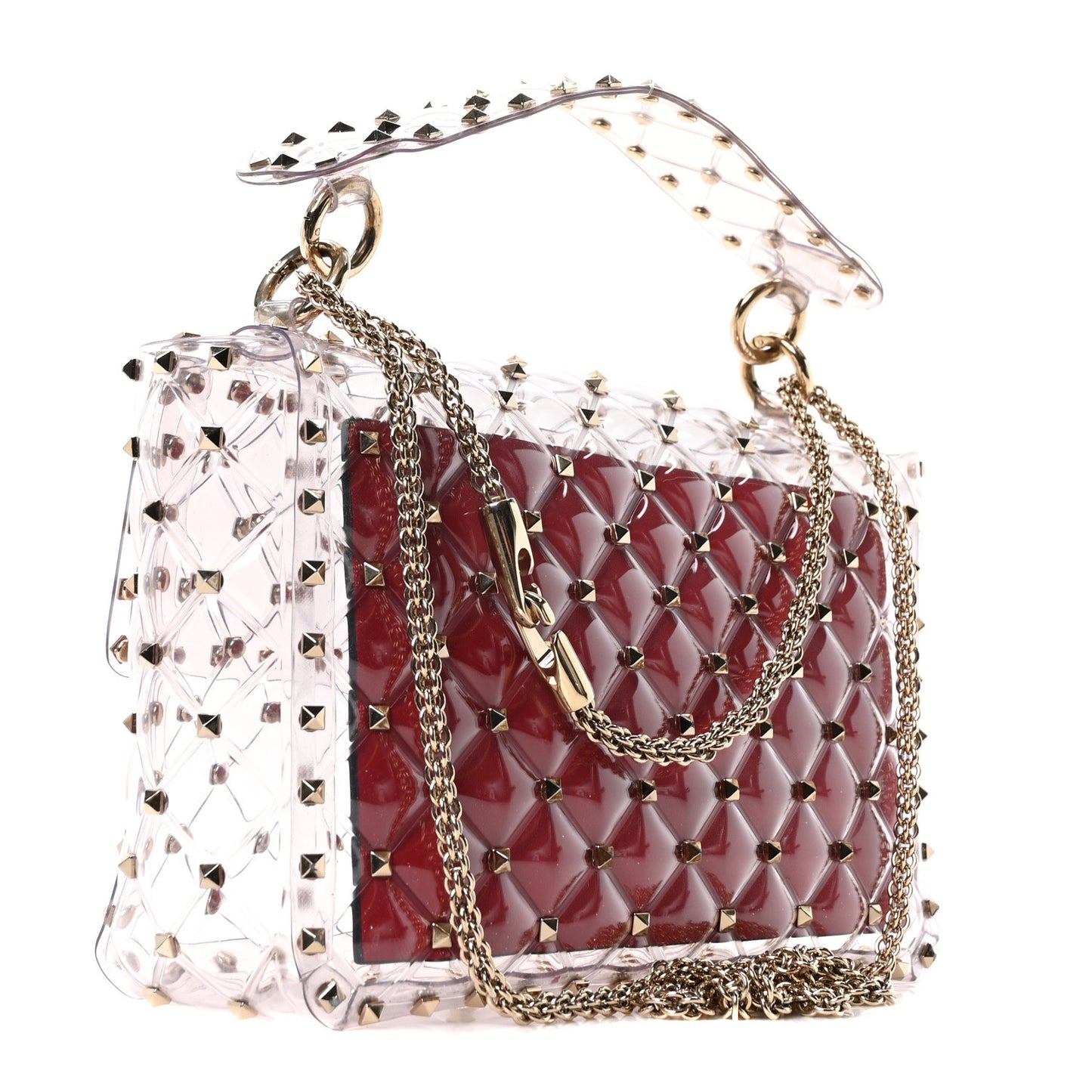 PVC Medium Rockstud Spike Shoulder Bag