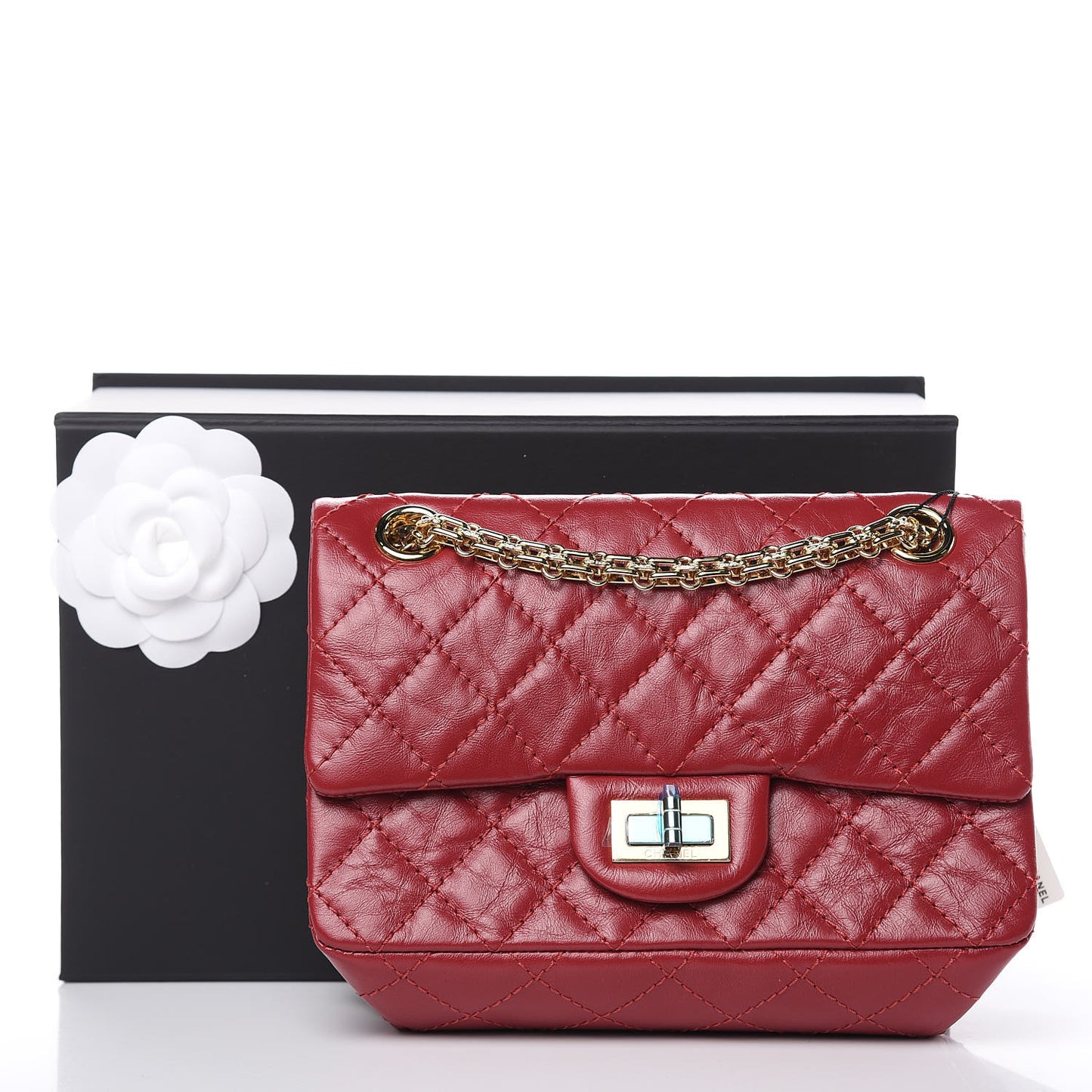 Aged Calfskin Quilted 2.55 Reissue Mini Flap Red