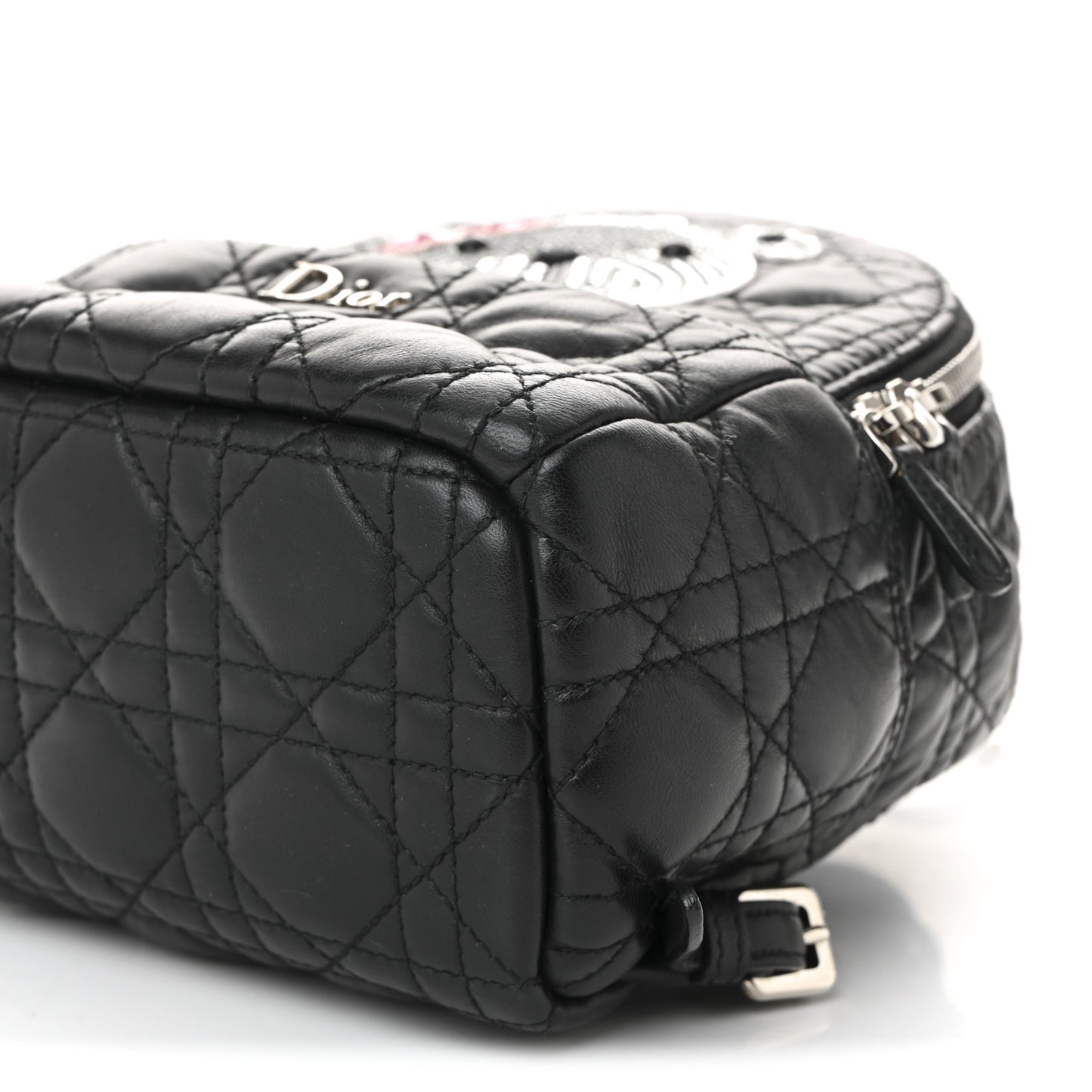 Lambskin Cannage Sequin Bear Mini Backpack Black