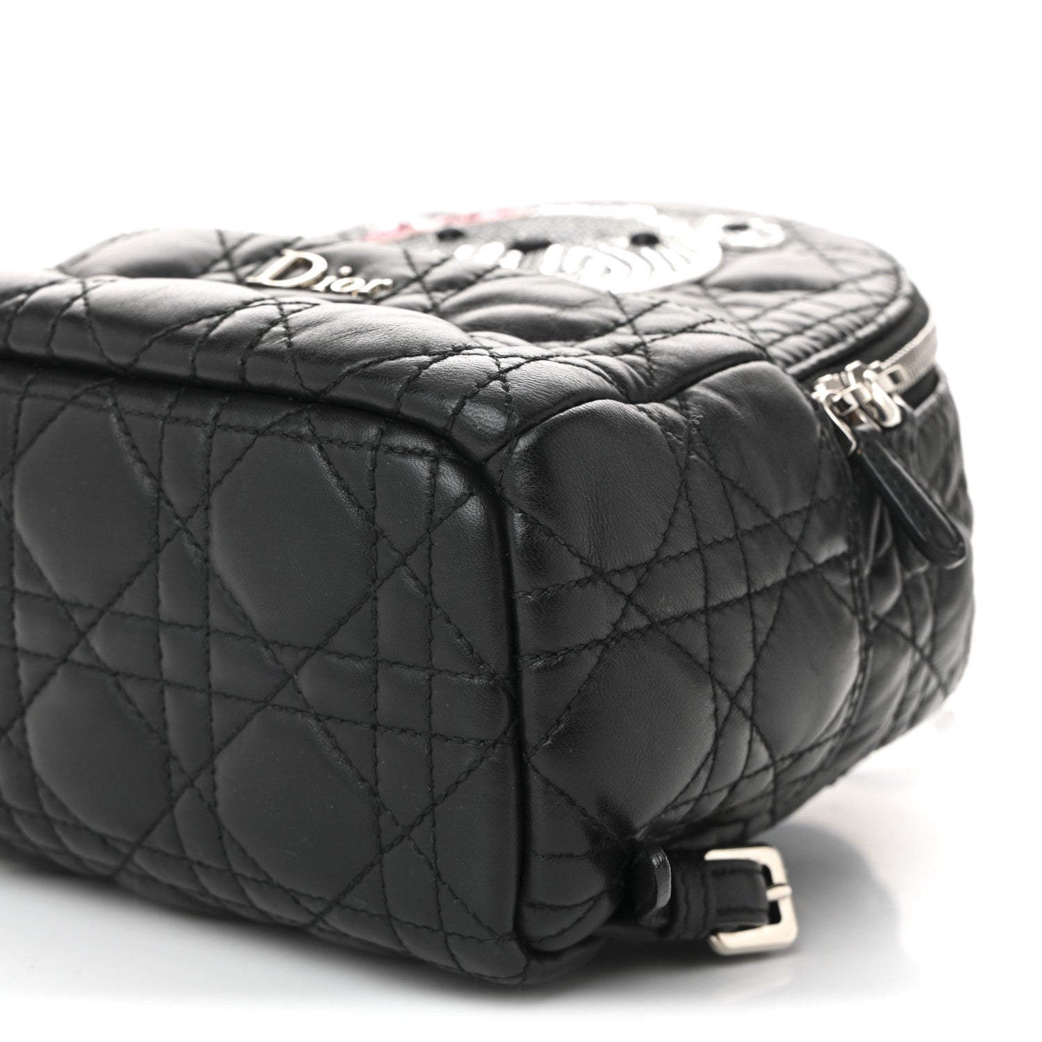 Christian Dior Lambskin Cannage Sequin Bear Mini Backpack Black 10 of 10
