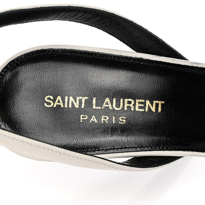 Saint Laurent Calfskin Tribute 105 Open Toe Platform Sandals 38.5 White Black 8 of 16