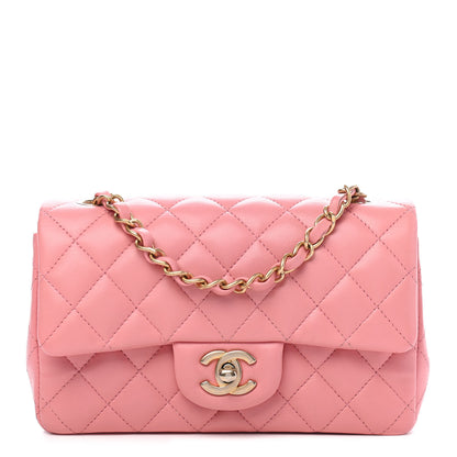 Chanel Lambskin Quilted Mini Rectangular Flap Pink 1 of 9