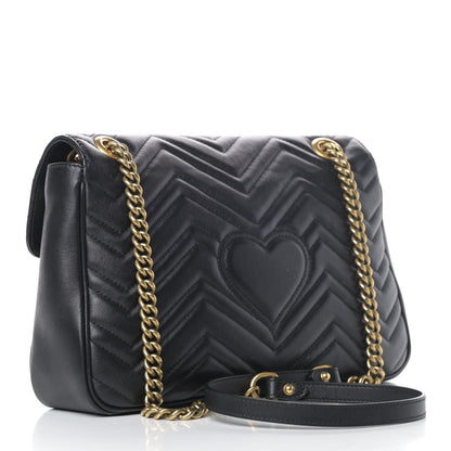 Gucci Calfskin Matelasse Medium GG Marmont Shoulder Bag Black 2 of 10