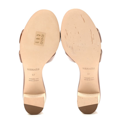 Hermes Calfskin Oasis Sandals 37 Gold 6 of 9
