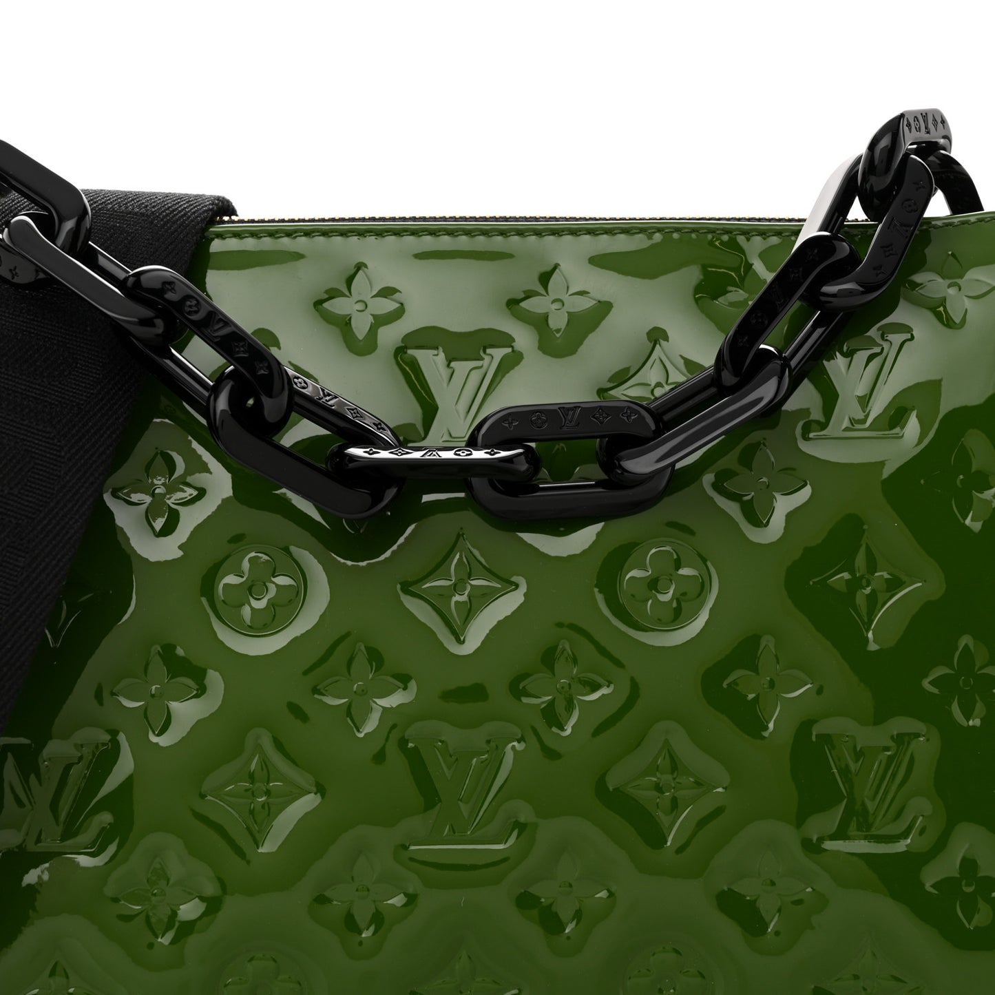 Patent Embossed Monogram Coussin PM Green Black