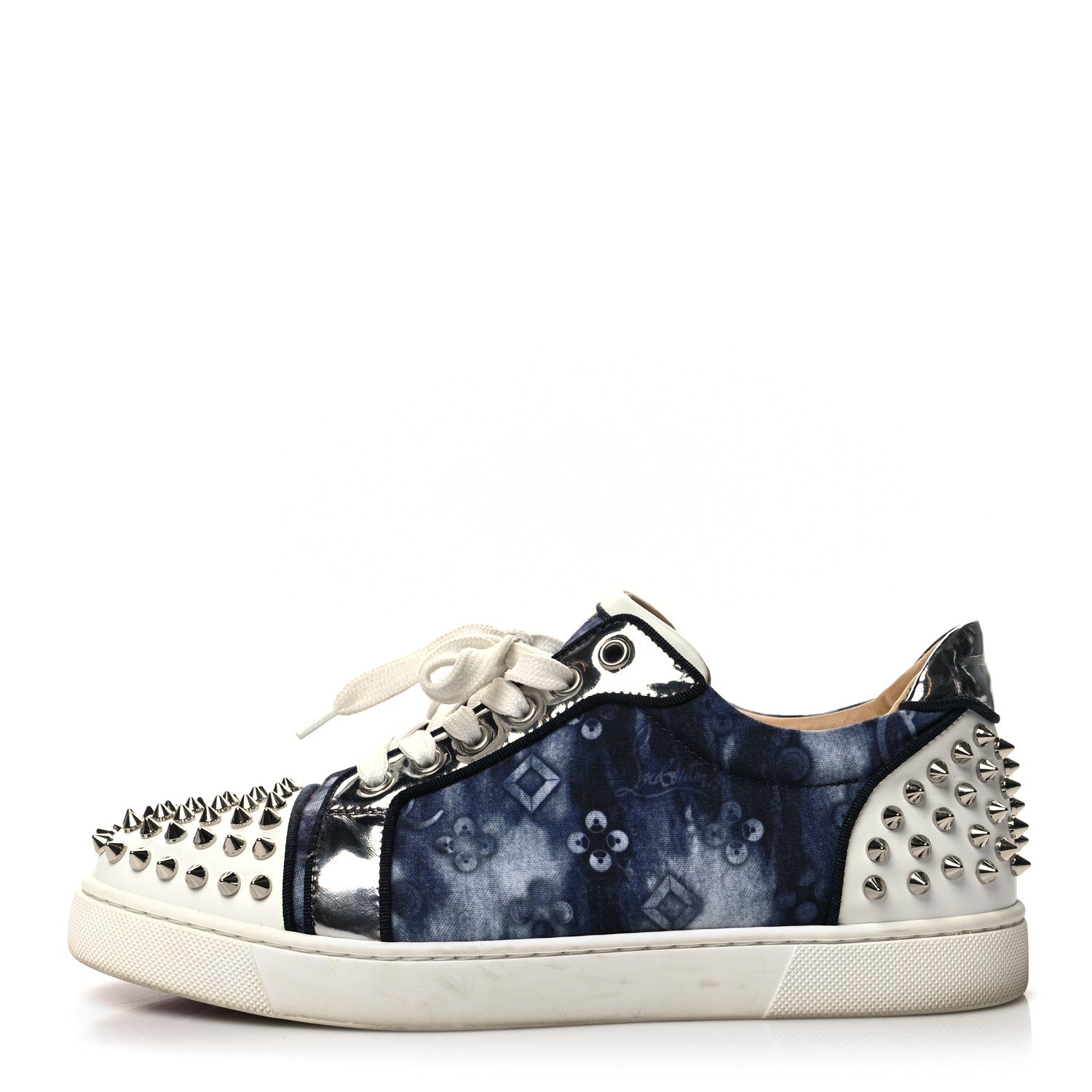 Christian Louboutin Calfskin Cotton Vieira Strass Womens Orlato Flat Sneakers 40 Multicolor 1 of 8