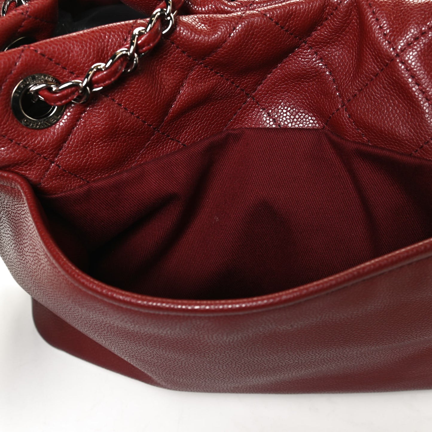 Caviar Quilted Large Timeless CC Soft Tote Dark Red