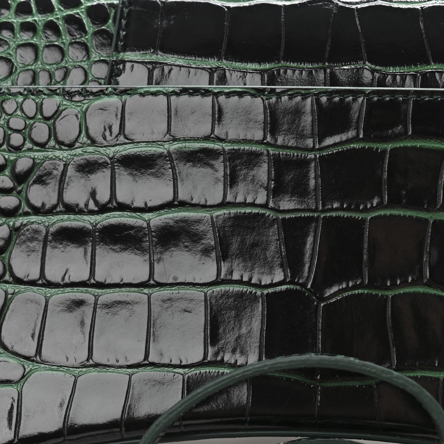 Balenciaga Shiny Calfskin Crocodile Embossed Small Hourglass Top Handle Bag Forest Green 13 of 14