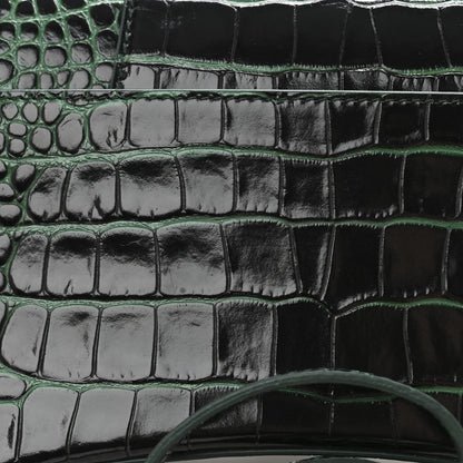 Balenciaga Shiny Calfskin Crocodile Embossed Small Hourglass Top Handle Bag Forest Green 13 of 14