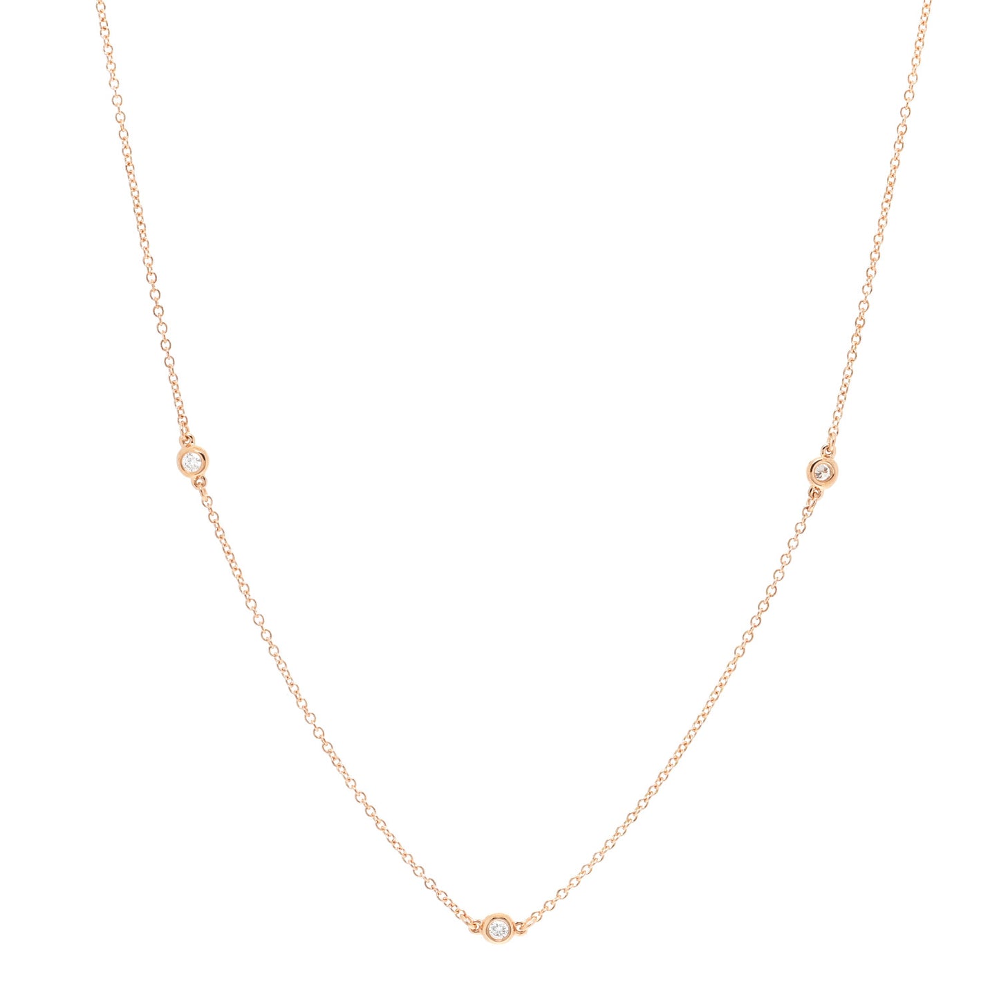 18K Rose Gold Diamond .15ctw Elsa Peretti Diamonds by the Yard Five Station Necklace