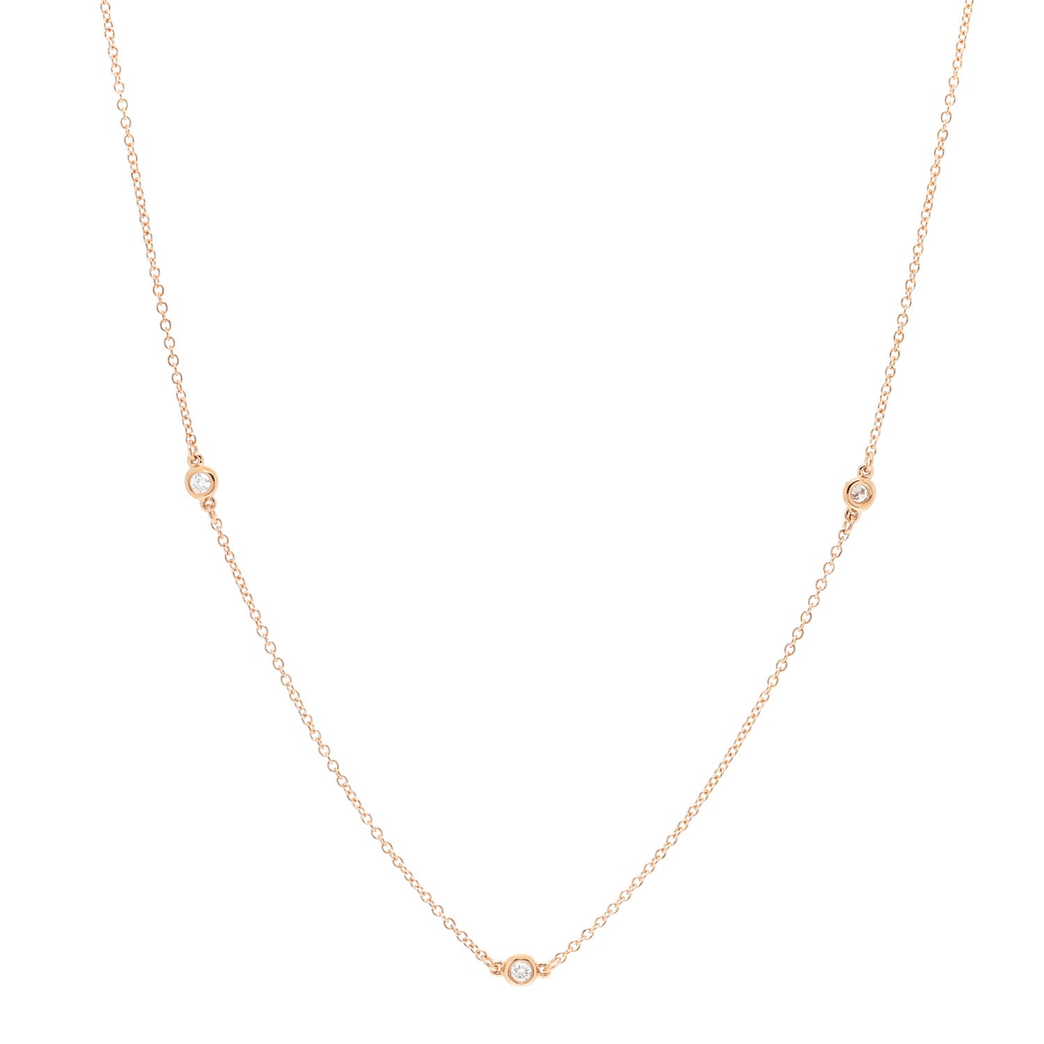 Tiffany 18K Rose Gold Diamond .15ctw Elsa Peretti Diamonds by the Yard Five Station Necklace 1 of 3