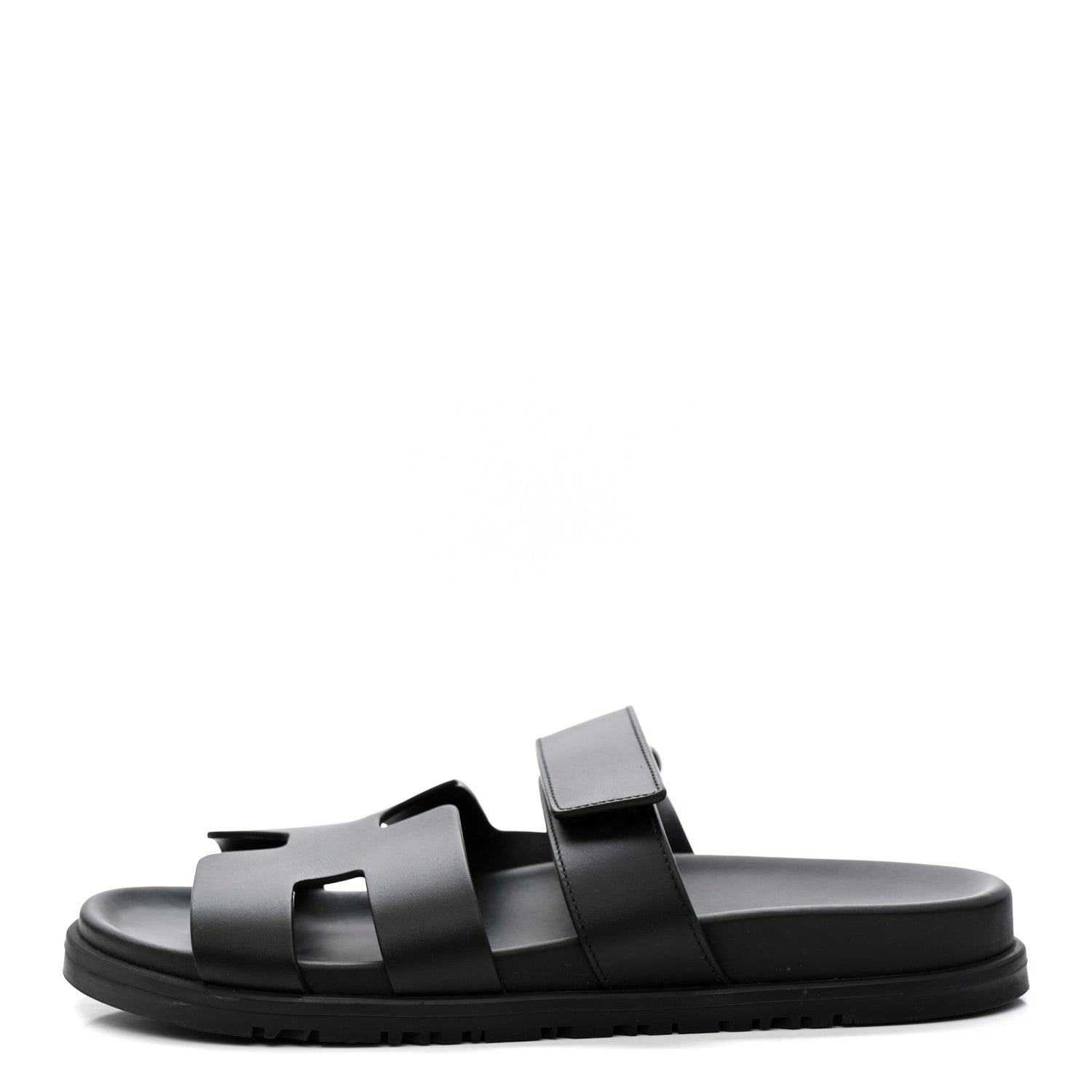 Hermes Calfskin Womens Chypre Sandals 38.5 Black 1 of 9