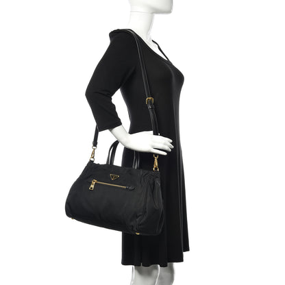 Prada Tessuto Nylon Saffiano Shopping Satchel Black 2 of 10
