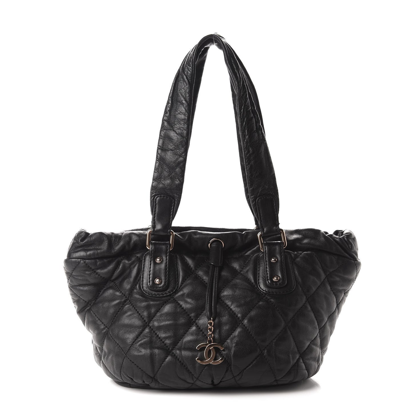 Lambskin Quilted Cloudy Bundle East West Tote Black