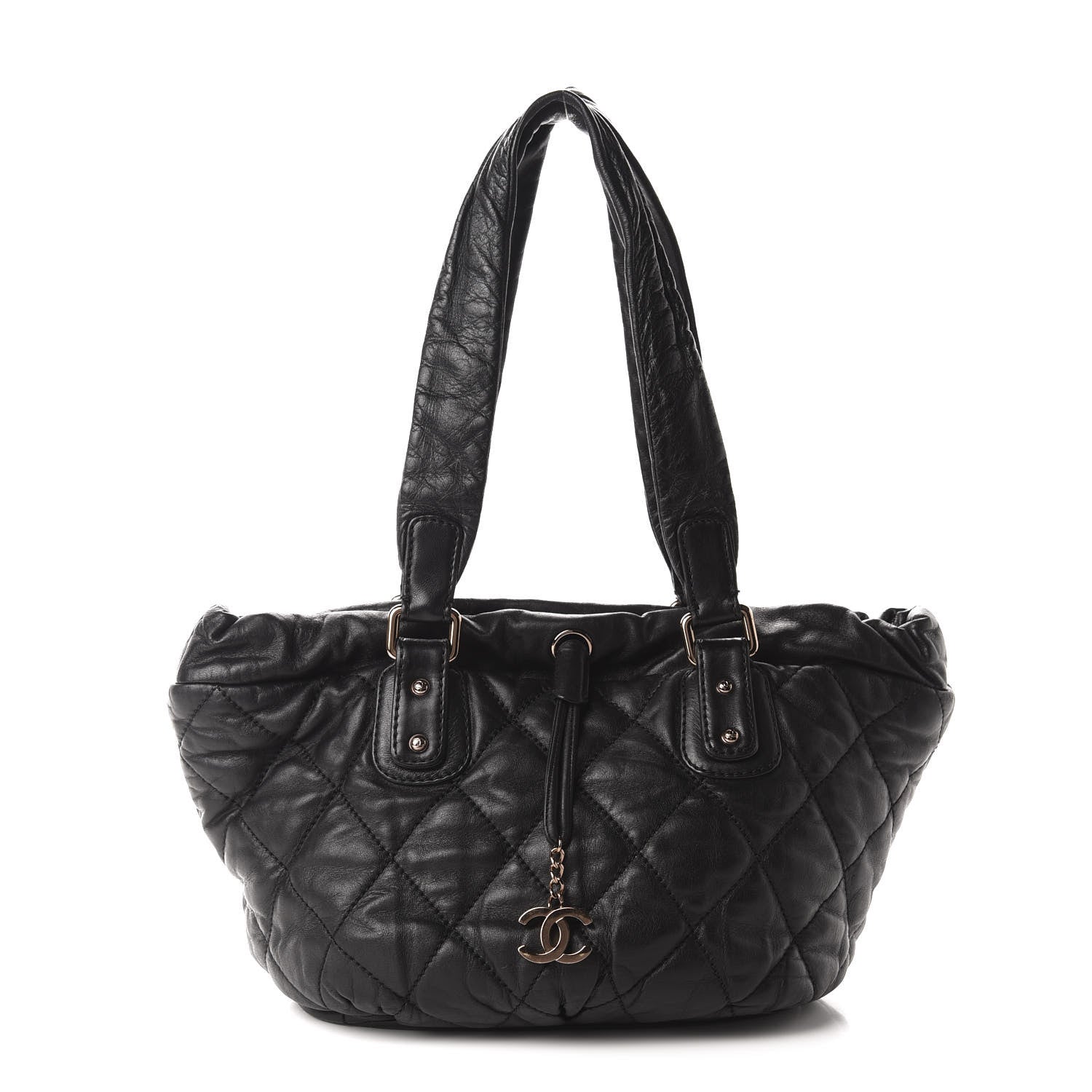Chanel Lambskin Quilted Cloudy Bundle East West Tote Black 1 of 10