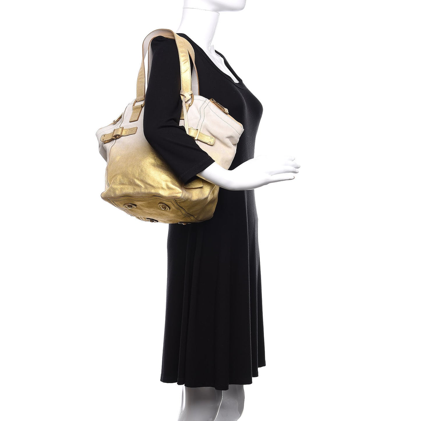 Suede Medium Degrade Downtown Bag White Gold