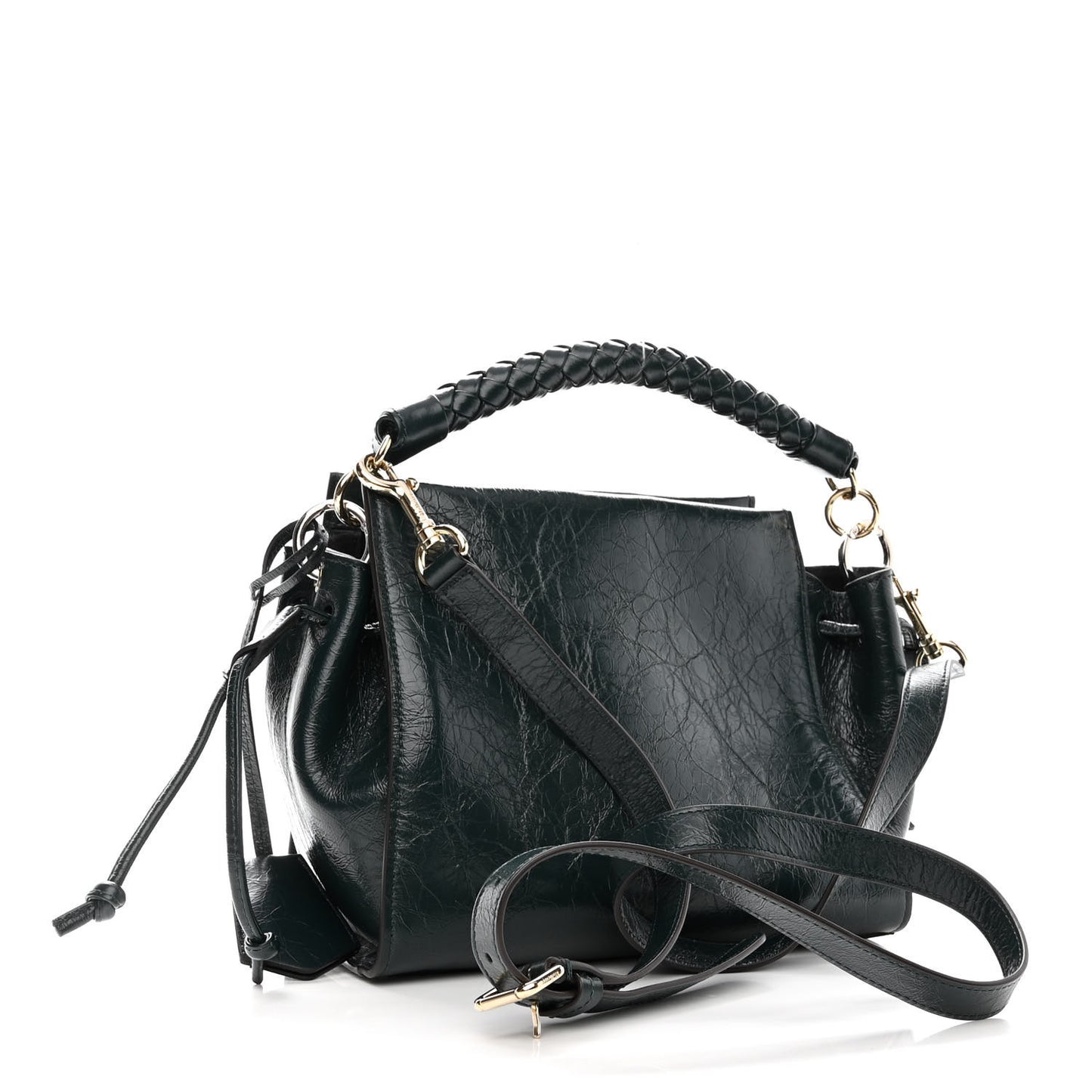 Glossy Calfskin Small Iris Tote Black