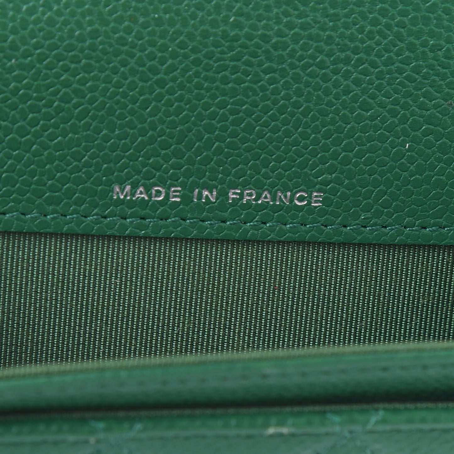 Metallic Caviar Quilted Card Holder Wallet Green